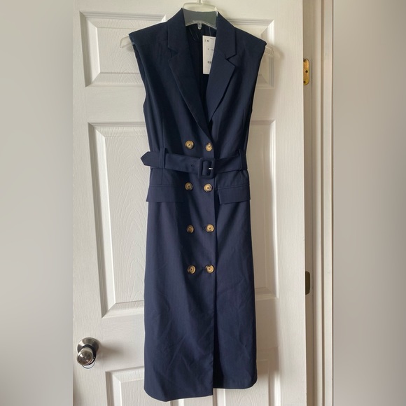 ZARA PINSTRIPE TRENCH DRESS SIZE S - Picture 6 of 11